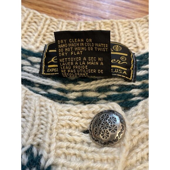 Vintage 80s Women’s Large Eddie Bauer Holiday XMAS Wool Cardigan Sweater - Picture 7 of 9
